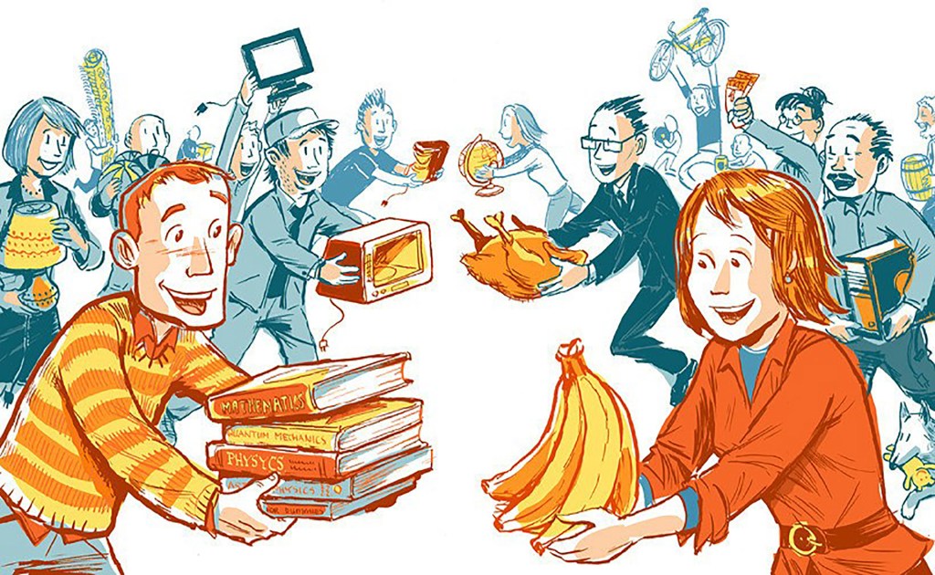 illustration of people bartering